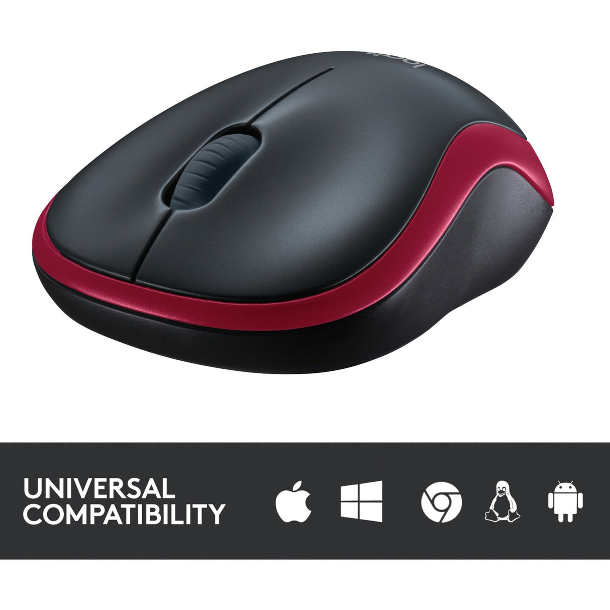 Logitech trådløs mus m185 (rød, detail)