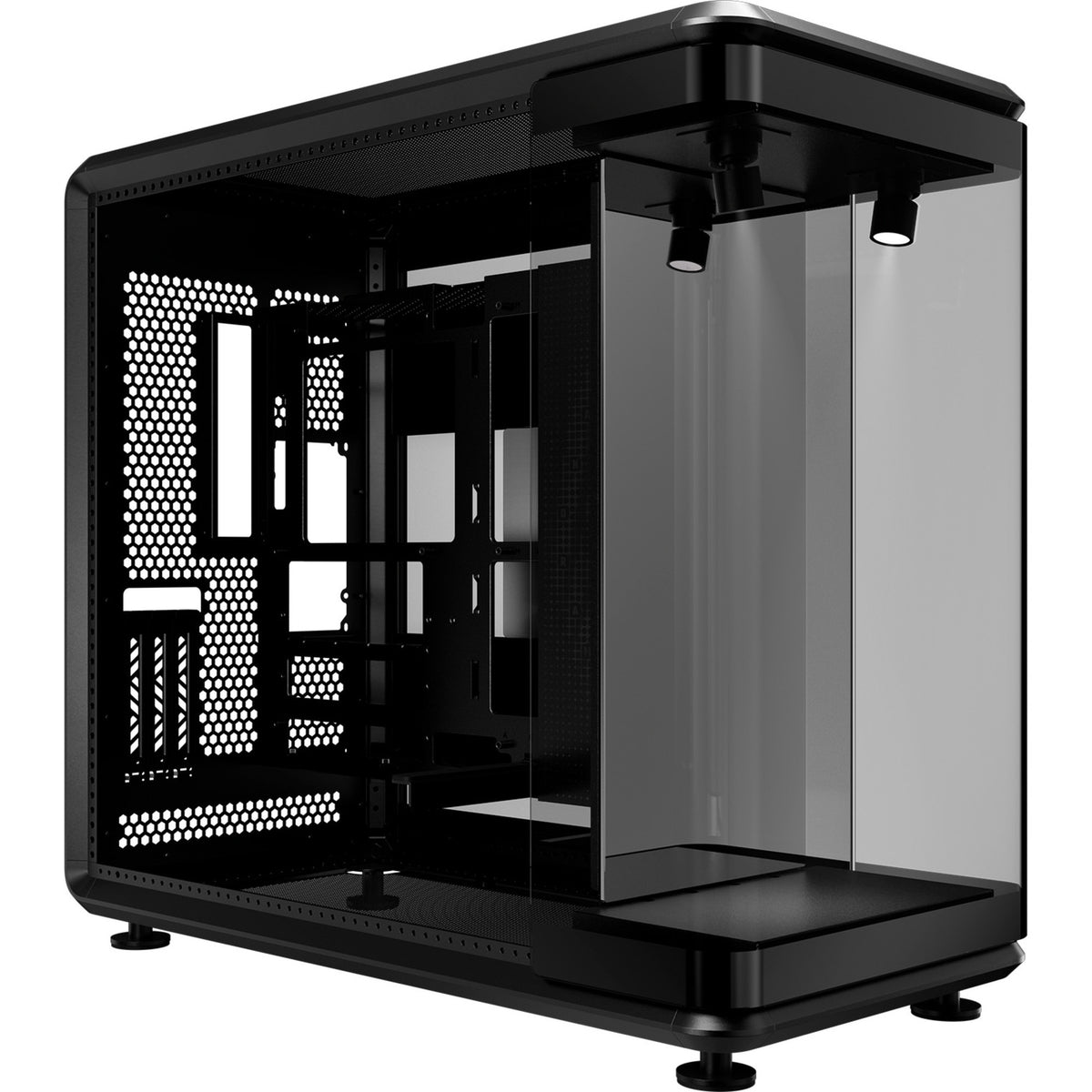 Cooler masterframe 360 panorama udstillingskabinet (sort | 2x USB-A | 1x USB-C | RGB | hærdet glas)