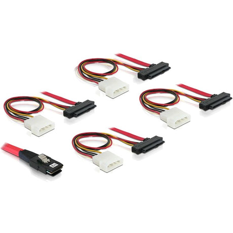 Delock mini SAS SFF-8087 > 4 x SAS SFF-8482 + strømadapter (rød sort, 1 meter)