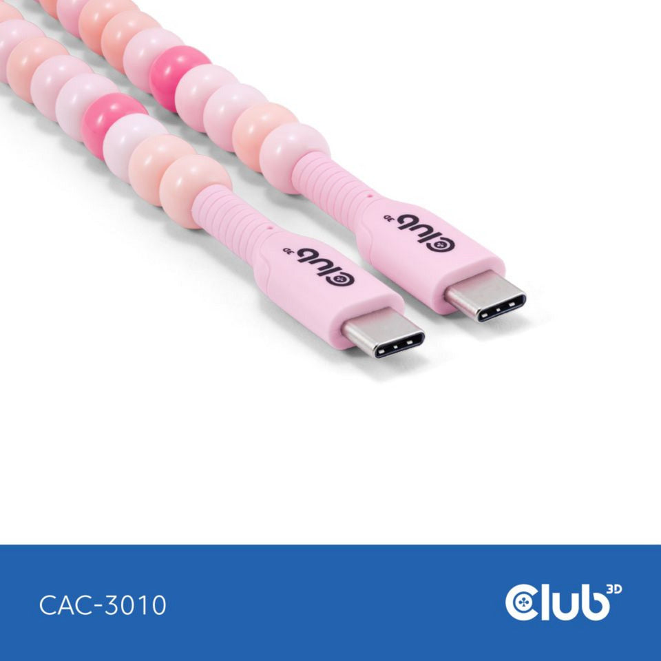 Club 3D USB-C perlekabel pink, 2 meter kabel (pink)
