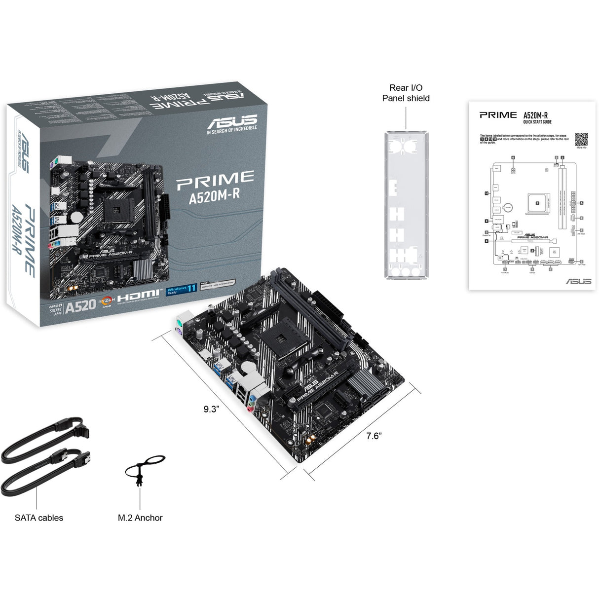 Asus Prime A520M-R Socket AM4 bundkort (RAID, GB-LAN, lyd, µATX)