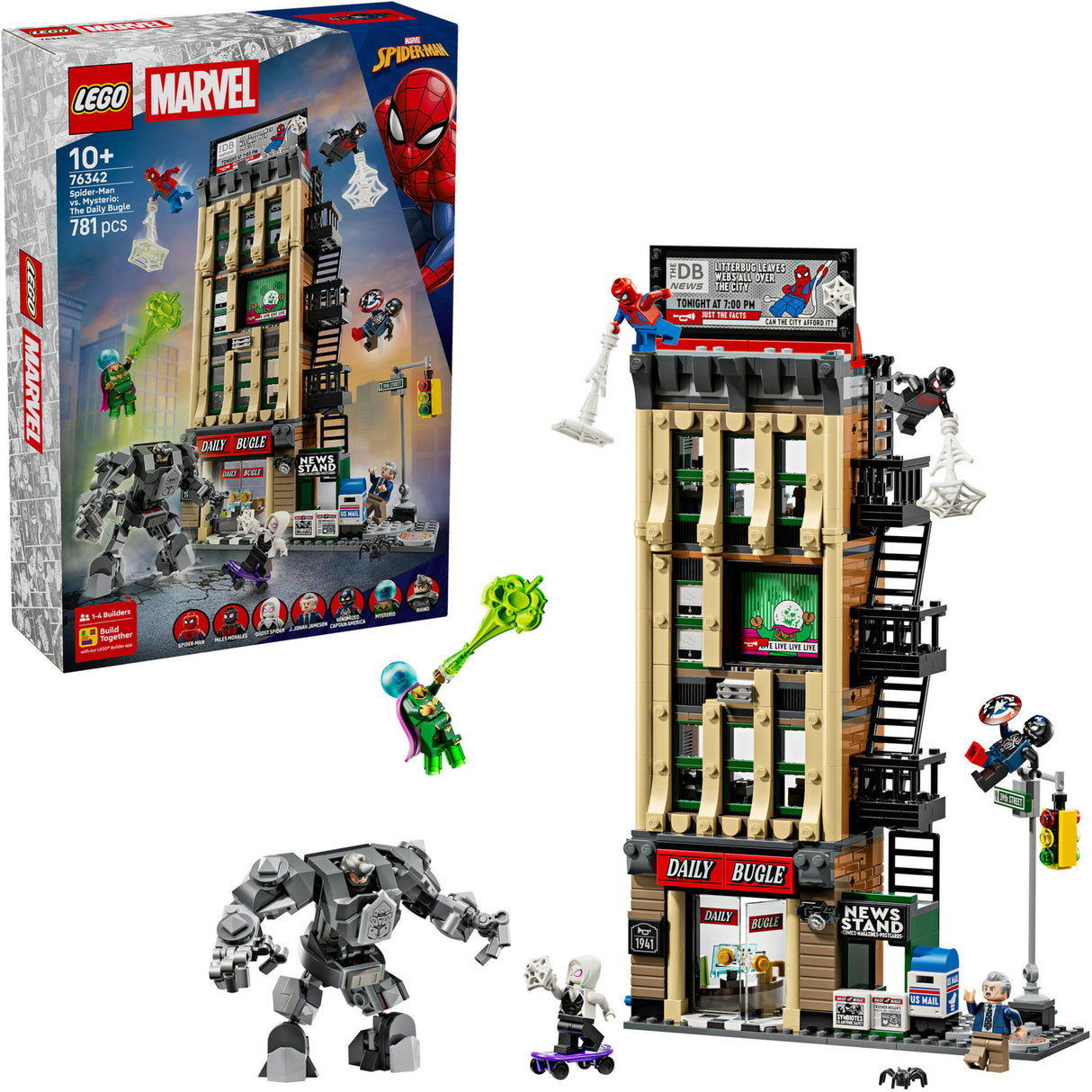 Lego superhelte 76342 marvel spider-man vs. mysterio: den daglige bugle