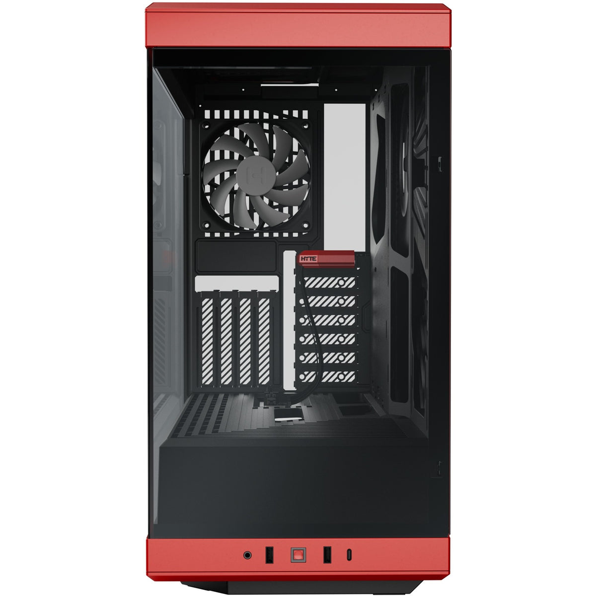 Hyte y40 midi tårnhus (rød sort | 2x USB-A | 1x USB-C | hærdet glas)