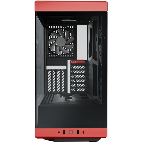Hyte y40 midi tårnhus (rød sort | 2x USB-A | 1x USB-C | hærdet glas)