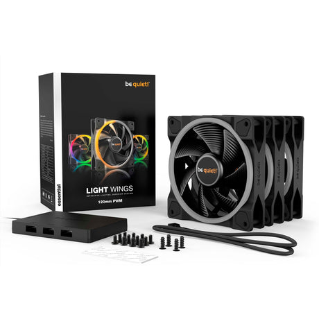 Vær stille! light wings pwm rgb kabinet blæsere (sort, 3 stk, 120 x 120 x 25 mm)