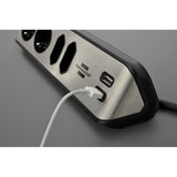 Brennerstuhl ®estilo hjørne tilslutningsboks med USB-opladningsfunktion 4-vejs 2x beskyttelsesstik 2x euro sølv sort