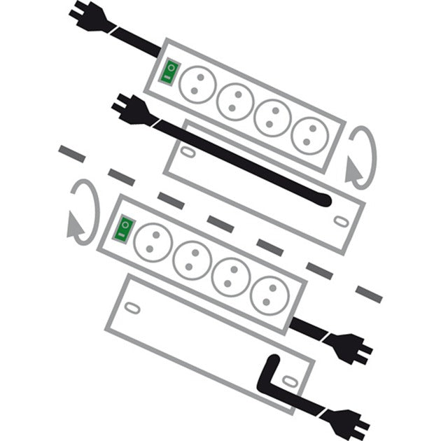 Brennerstuhl Primera-Tec Comfort Switch Plus 19.500A strømskinne med overspændingsbeskyttelse 7-vejs sort 2m H05VV-F 3G1.5 2 permanente, 5 omskiftelige