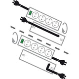 Brennerstuhl Primera-Tec Comfort Switch Plus 19.500A strømskinne med overspændingsbeskyttelse 7-vejs sort 2m H05VV-F 3G1.5 2 permanente, 5 omskiftelige