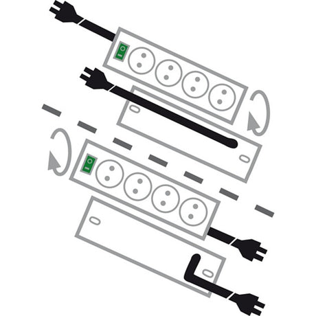 Brennerstuhl Primera-Tec Comfort Switch Plus 19.500A strømskinne med overspændingsbeskyttelse 7-vejs sort 2m H05VV-F 3G1.5 2 permanente, 5 omskiftelige