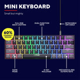 Trust GXT 867 Acira 60 % mini-mekanisk gaming-tastatur (sort, amerikansk layout (QWERTY), Outemu Red, 60 %, RGB)