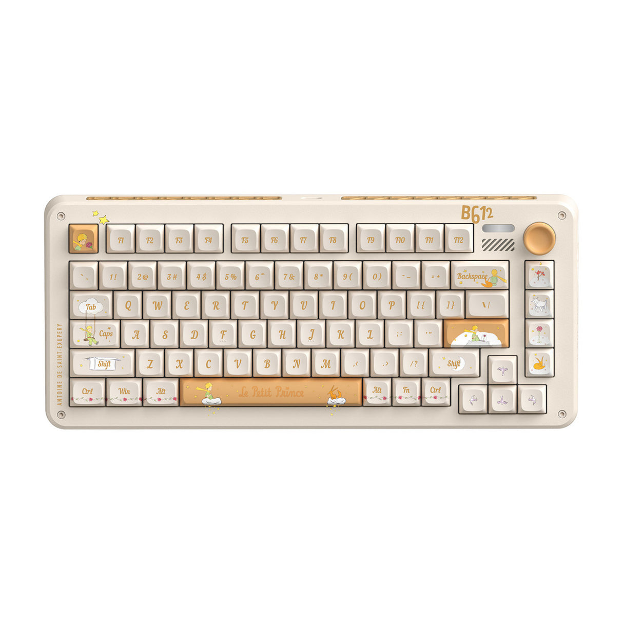 Iqunix zx75 sunset ponder trådløst mekanisk tastatur (lysegult, amerikansk layout (QWERTY), Iqunix silent rose, 75%, RGB LED'er, hot-swappable, double-shot PBT, 2,4GHz | Bluetooth 5.1 | USB-C)
