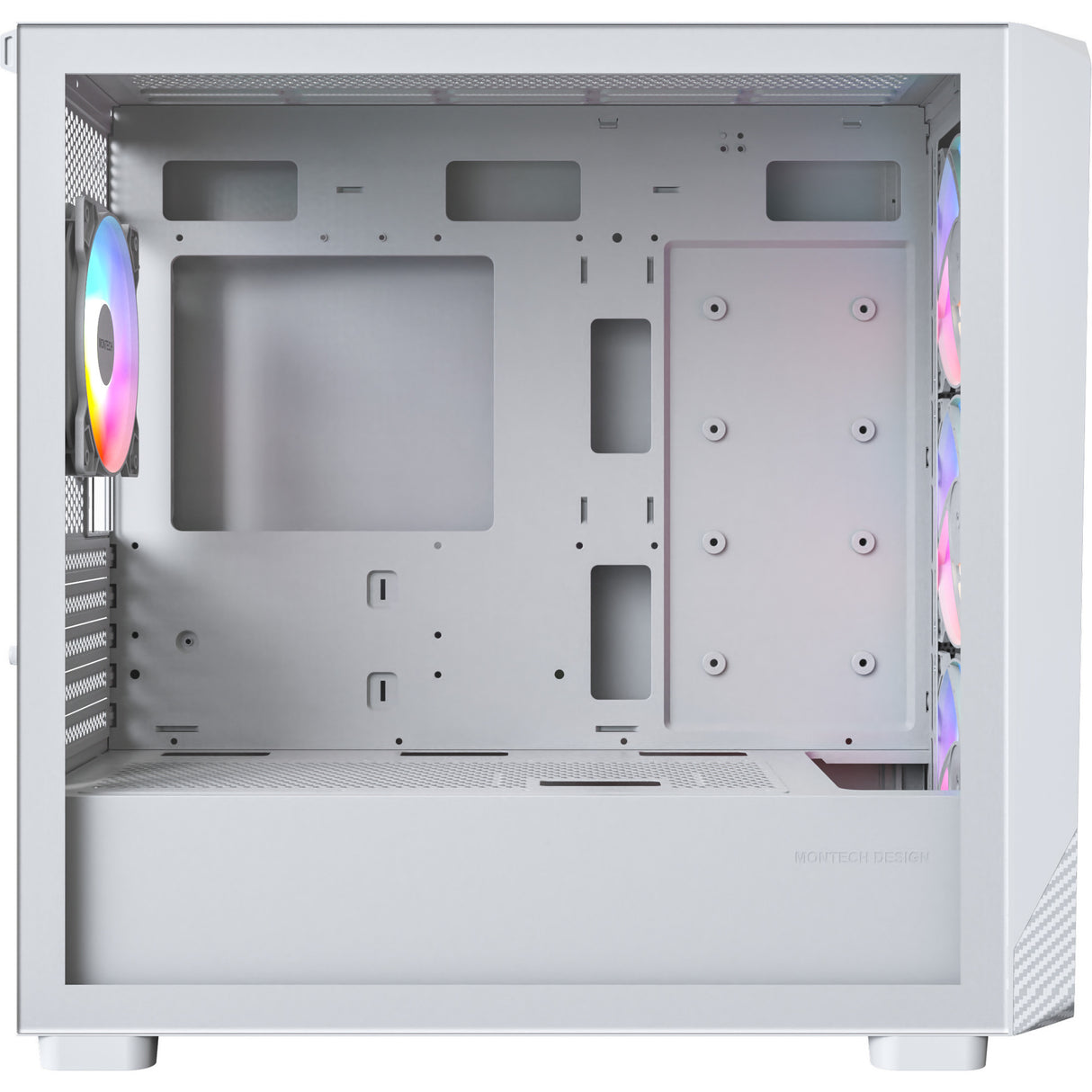 Montech x5m midi tårnhus (hvid | 2x USB-A | 1x USB-C | RGB | hærdet glas)