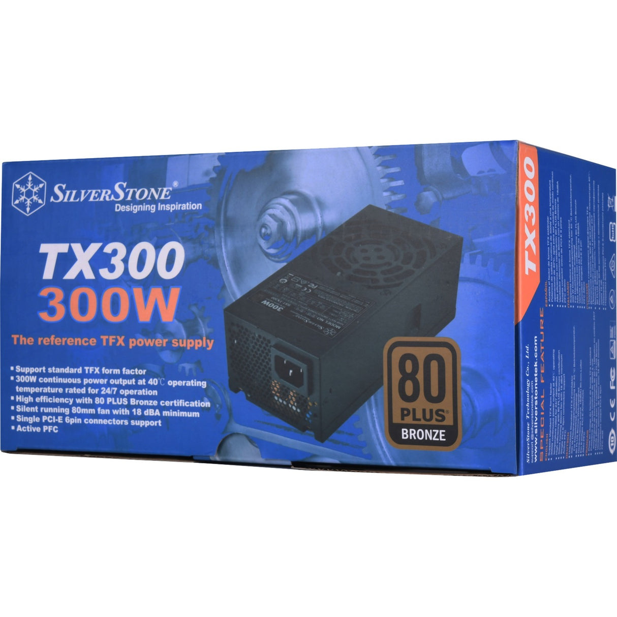 Silverstone tfx tx300 300 watt strømforsyning (sort)