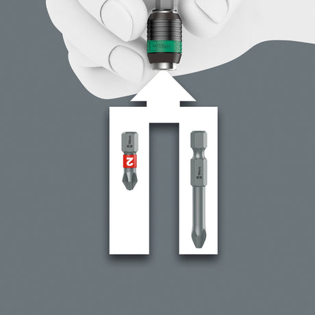 Wera bit håndholder 813 r med rapidaptor bit holder skruetrækker (sort grøn, 90 mm)