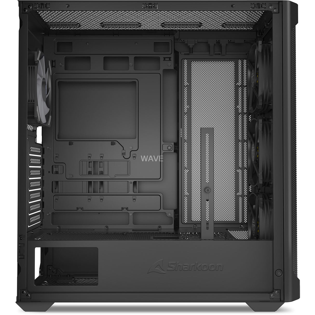 Sharkoon ak4w rgb strip midi tårnhus (sort | 2x usb-a | 1x usb-c | rgb | hærdet glas)