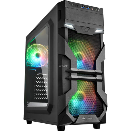 Sharkoon vg7-w rgb midi tårnhus (sort | 2x usb-a | rgb | vindue)