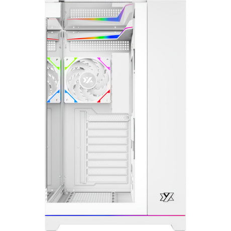 Xyz PC Gear Tesseract A-RGB Midi Tower-hus (hvid | 2x USB-A | 1x USB-C | RGB | hærdet glas)