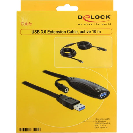 Delock USB 3.0 aktivt forlængerkabel (sort, 10 meter)