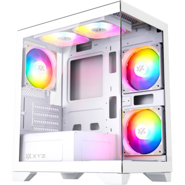Xyz pc gear titanium view lite midi tårnhus (hvid | 2x USB-A | hærdet glas)