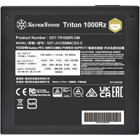 Silverstone triton 1000rz modulær 1000 watt strømforsyning (sort, 1x 12v-2x6, 4x pcie)