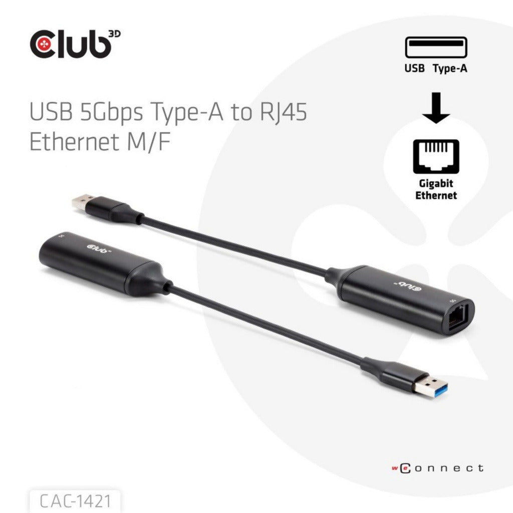 Club 3D USB-A til RJ45 Ethernet 5 Gbps Adapter (sort)