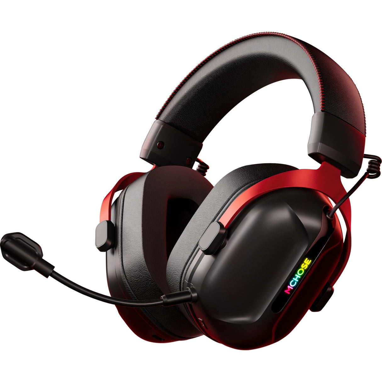 Mchose s9 pro trådløst over-ear gaming headset (sort rød, pc laptop playstation switch smartphone, 2,4 g bluetooth kablet type-c)