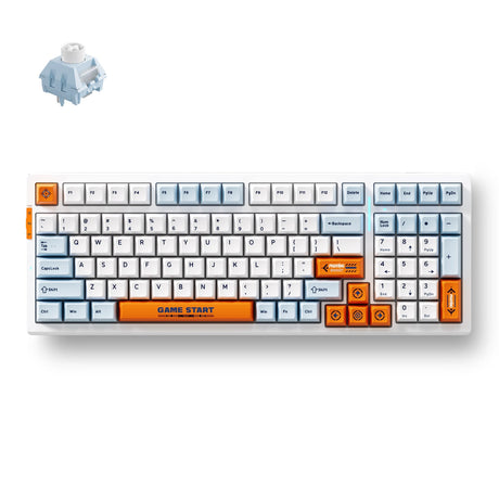 Mchose G98 Pro Orange Blue Snow Tiger Wireless Tri-Mode Custom Mechanical RGB Gaming Keyboard (Blå, US Layout (Qwerty), TTC Snow Tiger, RGB, Hot Swap, Double-Shot PBT, Wireless | Bluetooth | USB-C)