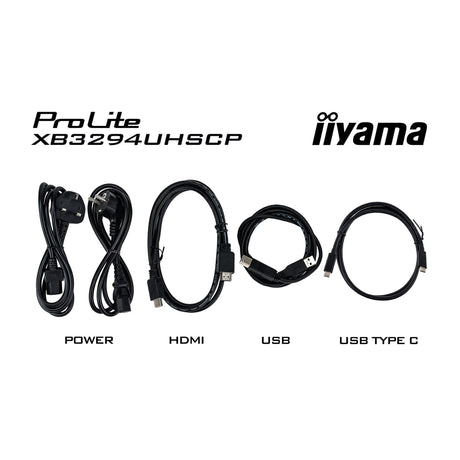 Iiyama Prolite xb3294uhscp-b1 31.5 4k uhd-skærm (sort, 2x hdmi, skærmport, 2x usb-a, 3x usb-c)