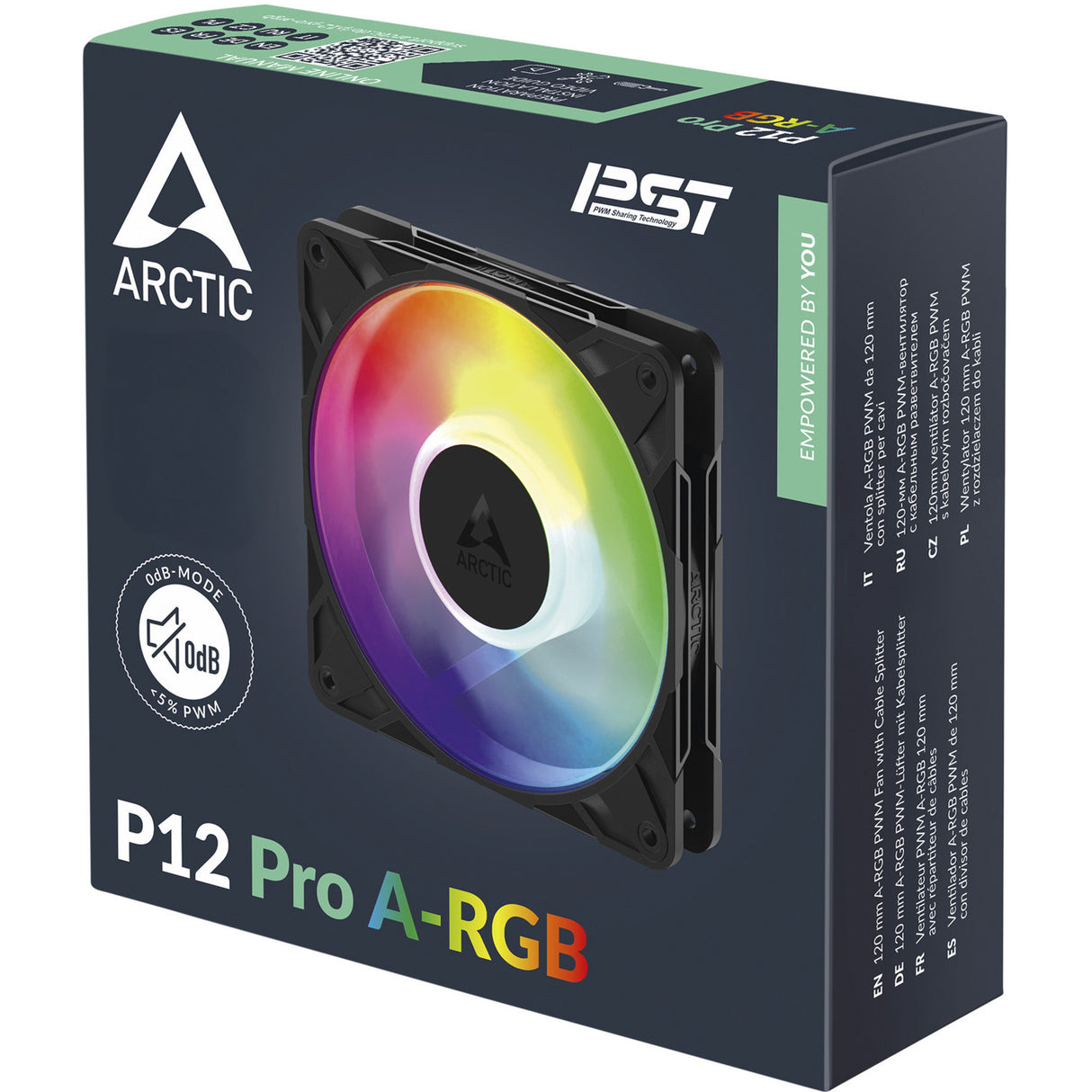 Arctic p12 pro a-rgb kabinet blæser (sort, 120 x 120 x 25 mm, pwm)
