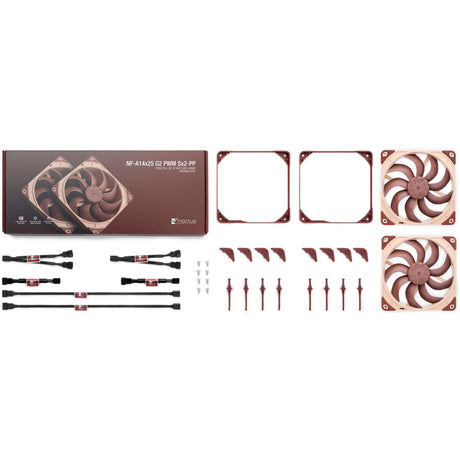 Noctua nf-a14x25 g2 pwm sx2-pp kabinetblæsere (brune, 2 stk., 140 x 140 x 25 mm)