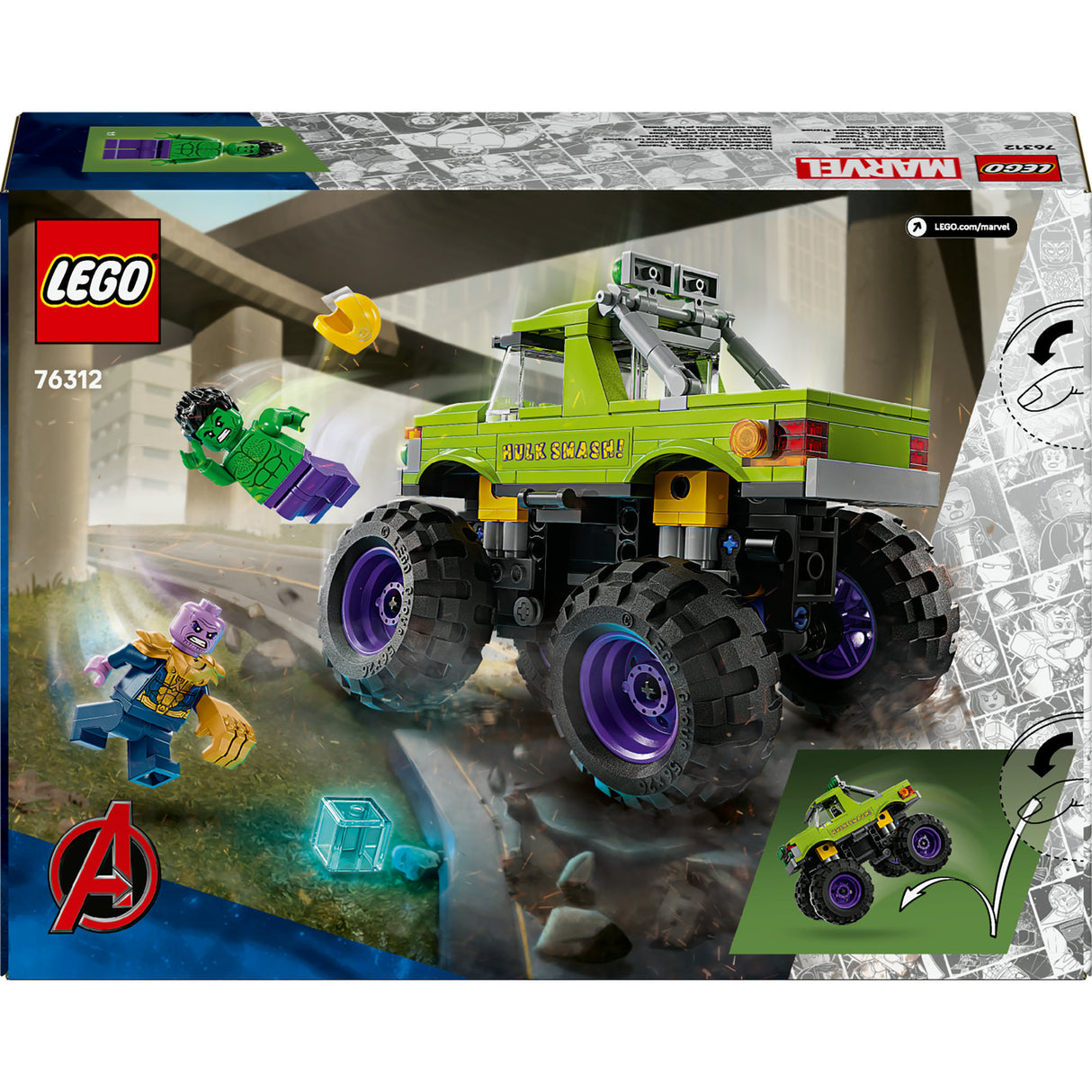 Lego marvel the hulk truck vs. thanos - superhero toys - 76312