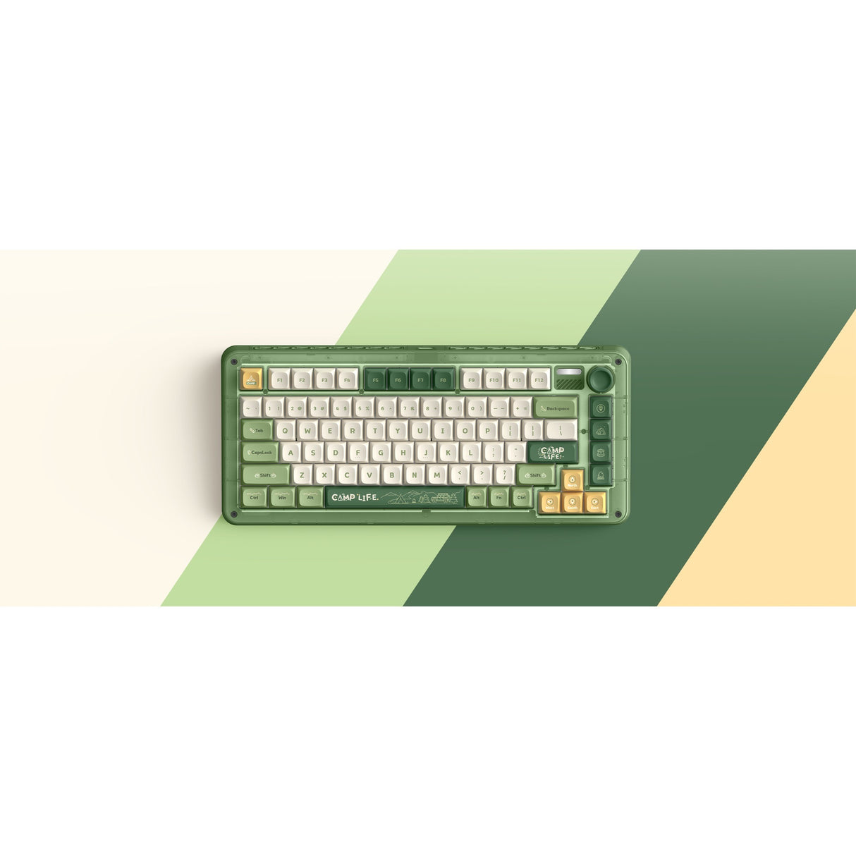 Iqunix zx75 camping trådløst mekanisk tastatur (grøn, us-layout (qwerty), cherry mx brown, 75%, rgb-lysdioder, hot-swappable, double-shot pbt, 2,4ghz | bluetooth 5.1 | usb-c)