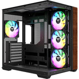 Thermaltake view 380 ws argb midi tårnhus (sort træfarve | 2x USB-A | 1x USB-C | RGB | hærdet glas)