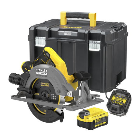 Stanley fatmax v20 18v rundsav 190mm håndrundsav (sort gul, batteri og oplader inkluderet, med kuffert)