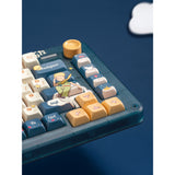 Iqunix zx75 sky støder på trådløst mekanisk tastatur (blåt, us-layout (qwerty), iqunix silent rose, 75%, rgb-lysdioder, hot-swappable, double-shot pbt, 2,4ghz | bluetooth 5.1 | usb-c)