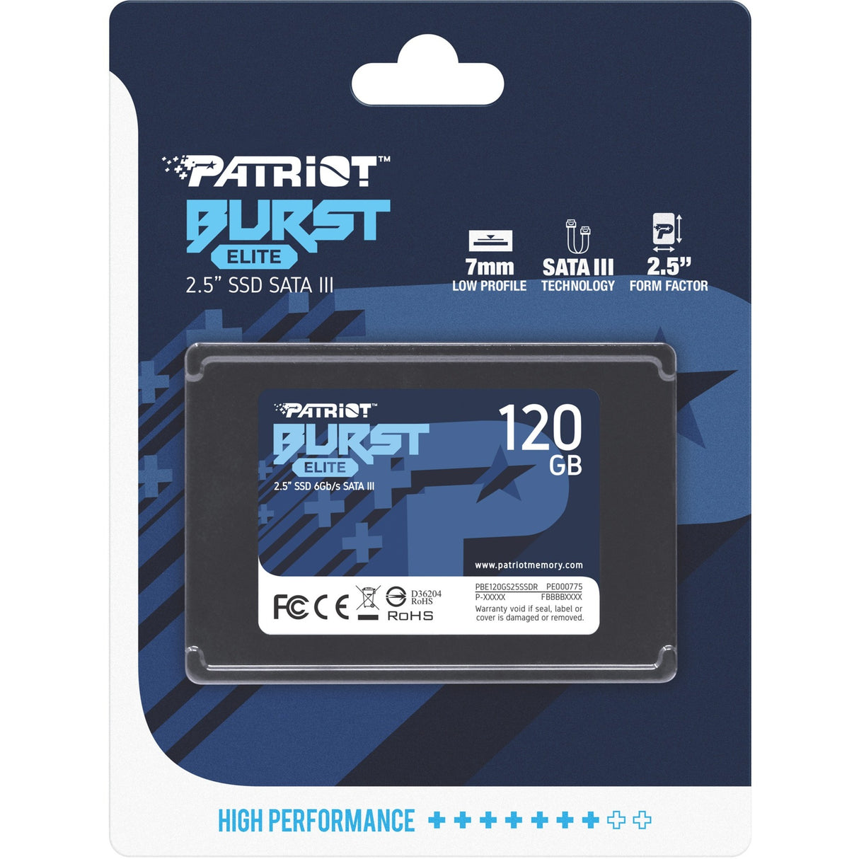 Patriot burst elite 120 GB SSD (sort, pbe120gs25ssdr, sata 6 GB s)
