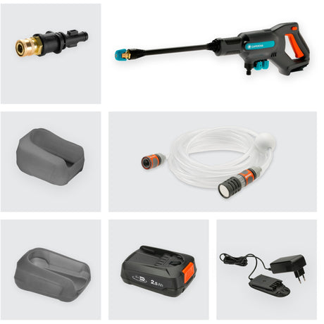 Gardena aquaclean 24 18v p4a - batteri højtryksrenser - 24 bar - inkl. batteri og oplader