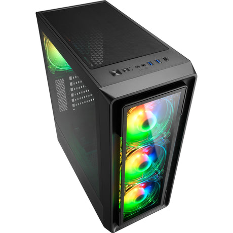 Sharkoon tk4 rgb midi tårnhus (sort | 4x usb-a | rgb | hærdet glas)