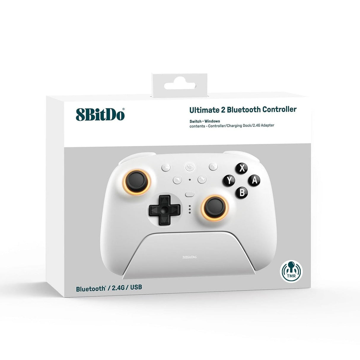 8bitdo ultimate 2 Bluetooth-controller (hvid, PC, Switch 2, Bluetooth USB-C 2,4 GHz)