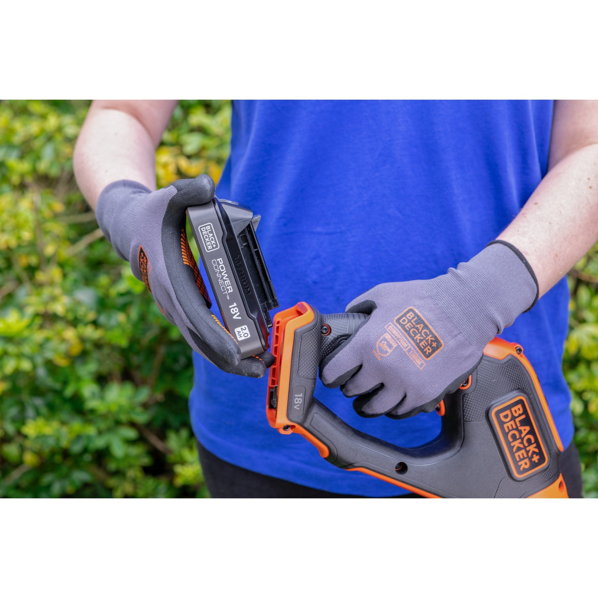 Black+decker 18v trimmer med 2 knive og batteri græstrimmer (sort orange, 25 cm, batteri inkluderet)