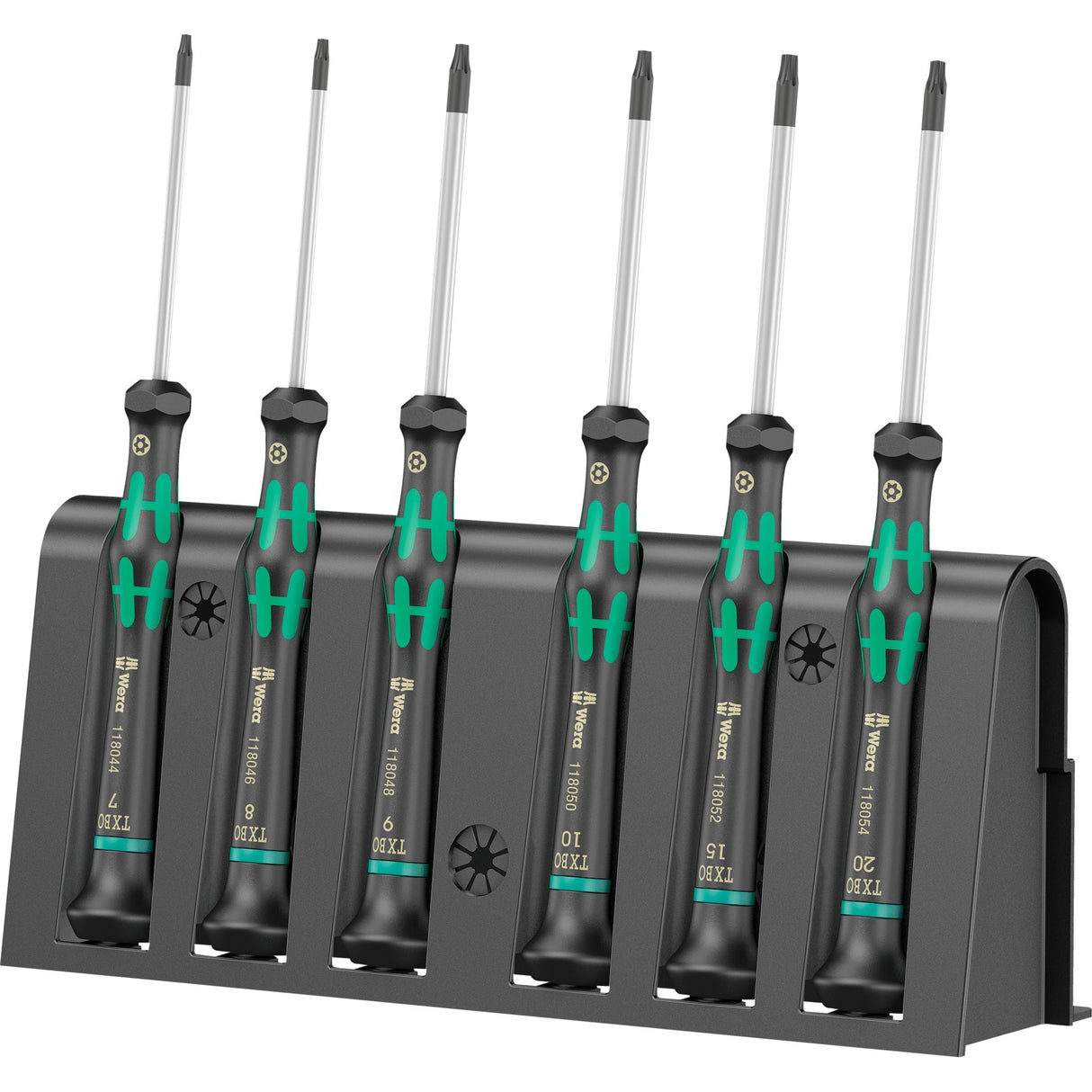 Wera 2067 6 elektronik torx bo skruetrækkersæt + stativ (sort grøn, 6-delt)