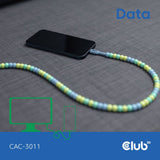 Club 3D USB-C perlekabel blåt, 2 meter kabel (blåt)