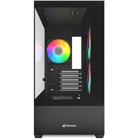 Sharkoon mk6 rgb mini tårnhus (sort | 2x usb-a | 1x usb-c | rgb | hærdet glas)