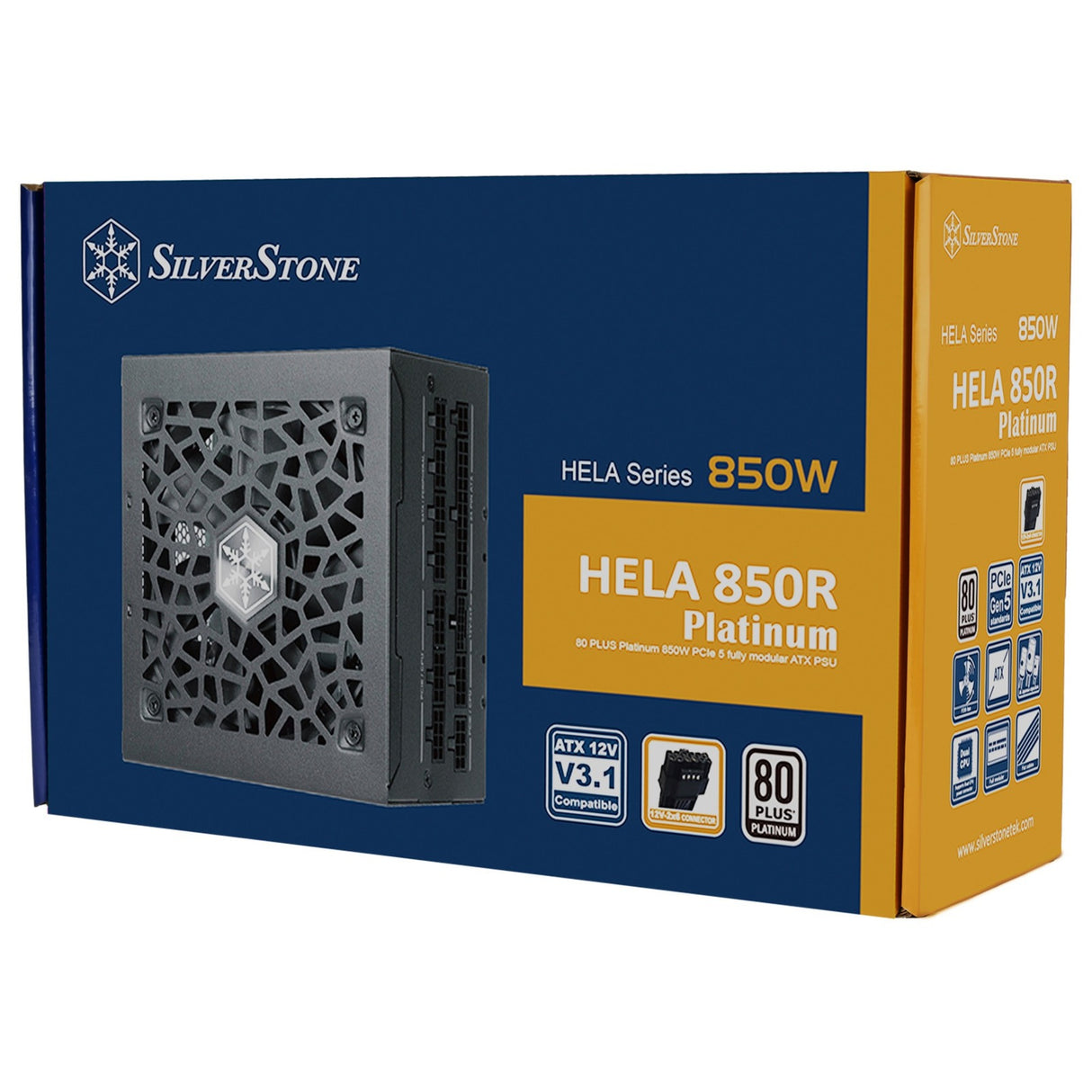Silverstone hela 850r platinum modulær 850 watt strømforsyning (sort, 4x pcie)