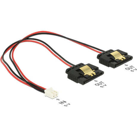 Delock power 2-benet hun > 2 x SATA 15-bens splitterkabel (sort rød, 0,2 meter)
