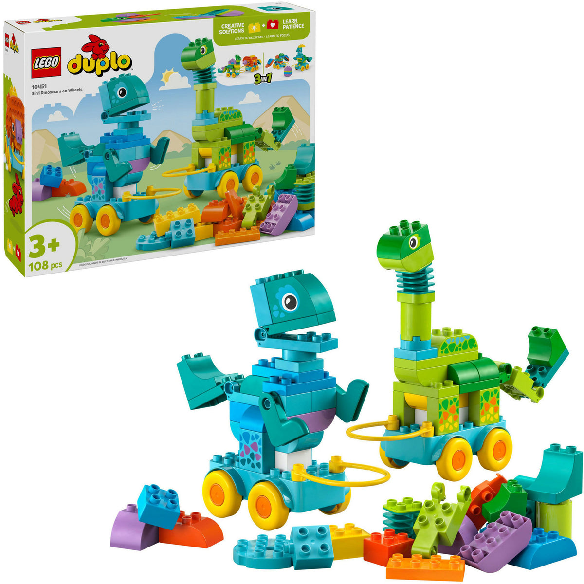 Lego ® Duplo® City 3-i-1 dinosaurer på hjul - 10451