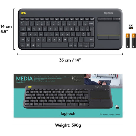 Logitech k400 plus tastatur (antracit, EU-layout (QWERTY))