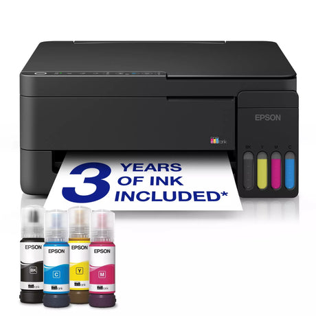Epson ecotank et-2912 alt-i-en inkjetprinter (sort, scan, kopi, wi-fi, inklusive op til 3 års blæk, c11cl62406)