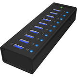 Icy box ib-ac6110 USB-hub (sort, 10x USB 3.0-porte)
