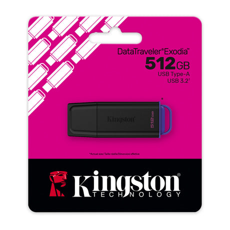 Kingston datatraveler exodia 512 gb usb-stick (zwart lila, usb-a 3.2 gen 1 (5 gbit s))
